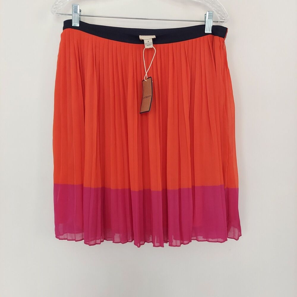G.H. Bass & Co. Skirt Size 8 Pleated Mini Orange Chiffon New!